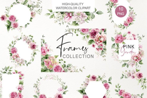 Download Watercolor Pink Floral Frame Clipart PNG - Png Collection