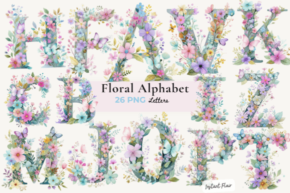 Download Floral Alphabet PNG Bundle - Png Collection