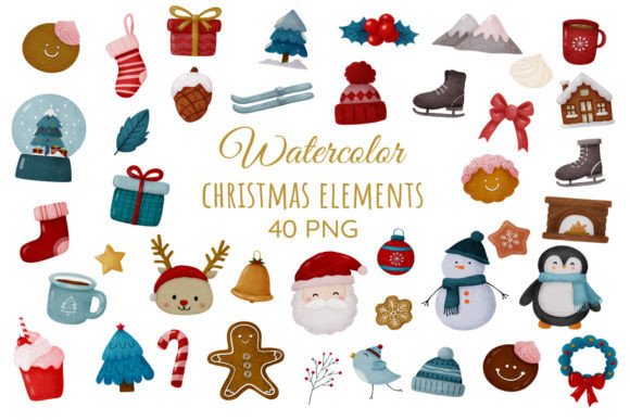 Download Cute Christmas Clipart Watercolor PNG - Png Collection