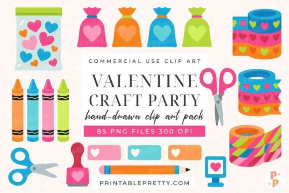 Download Valentine Craft Party Clipart PNG Set - Png Collection