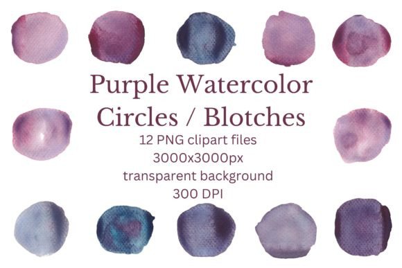 Download 12 Purple Watercolor Splash Blotches PNG - Png Collection