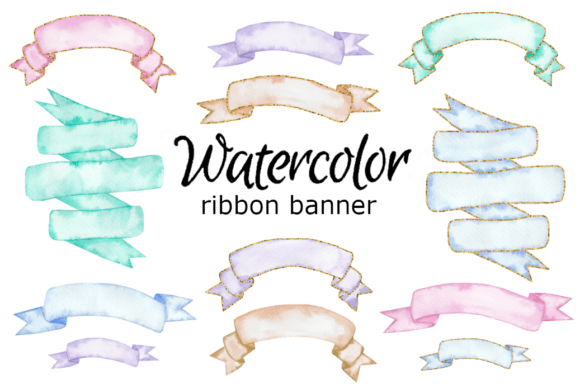 Download Watercolor Ribbon Banner Clipart - Banner Collection