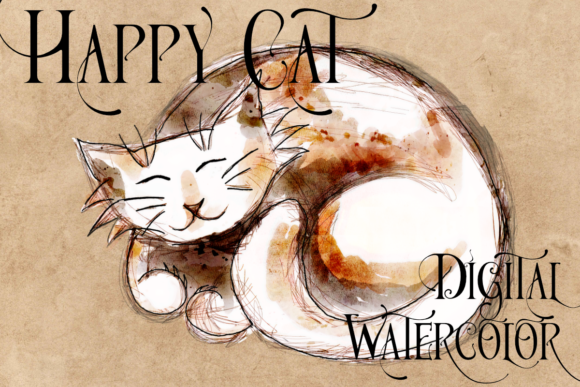 Download Happy Watercolor Cat Clipart PNG Overlay - Png Collection