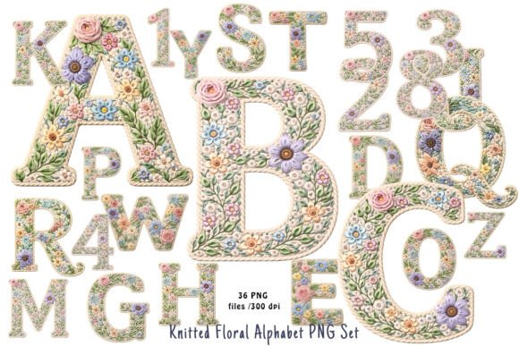 Download Knitted Floral Alphabet PNG Set - Png Collection
