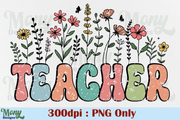 Download Retro Teacher PNG, Floral Flower Design - Png Collection