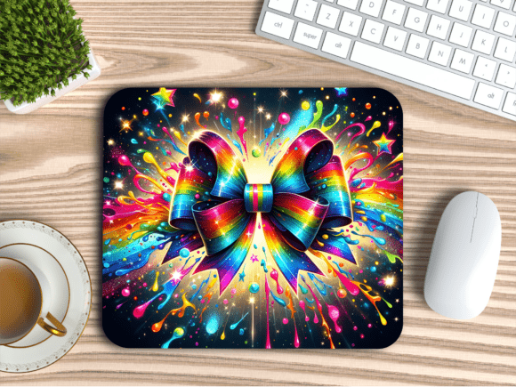 Download Rainbow Glitter Splash Bow Mousepad PNG - Rainbow Collection