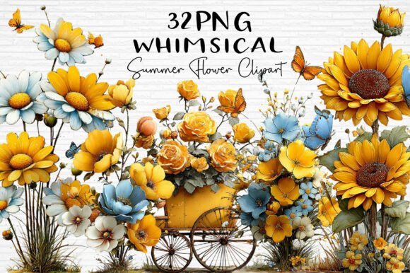 Download Whimsical Summer Flower Clipart PNG - Summer flower Collection