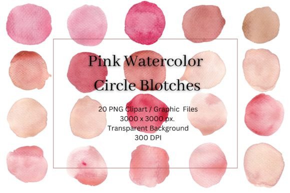 Download 20 PINK WATERCOLOR CIRCLE BLOTCHES PNG - Png Collection