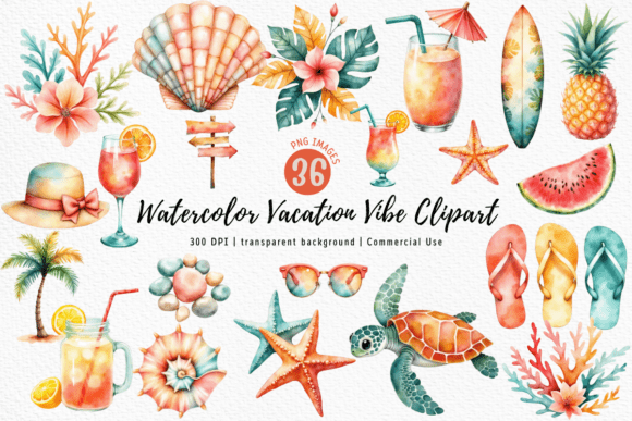 Download Watercolor Vacation Vibe Clipart PNG - Png Collection