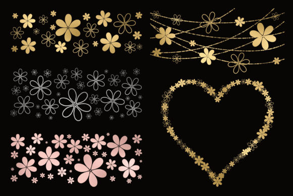 Download PNG Gold, Silver, Rose Floral Overlays - Png Collection