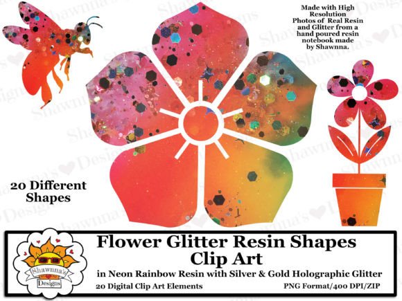 Download Neon Rainbow Resin Flower Shapes Clipart - Rainbow Collection