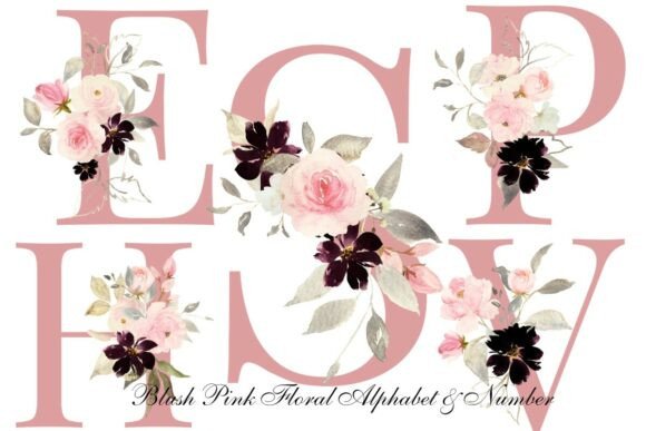 Download Blush Pink Floral Alphabet &amp; Number PNG - Png Collection