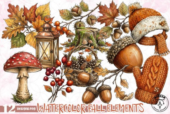 Download Watercolor Fall Elements PNG - Png Collection