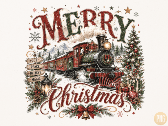Download Merry Christmas Vintage Steam Train PNG - Png Collection