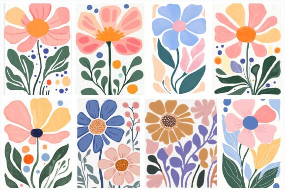 Download Abstract Boho Flowers Matisse PNG Bundle - Png Collection