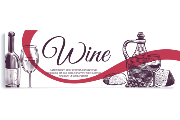 Download Wine Banner. Alcohol Promo. Hand Drawn E - Banner Collection
